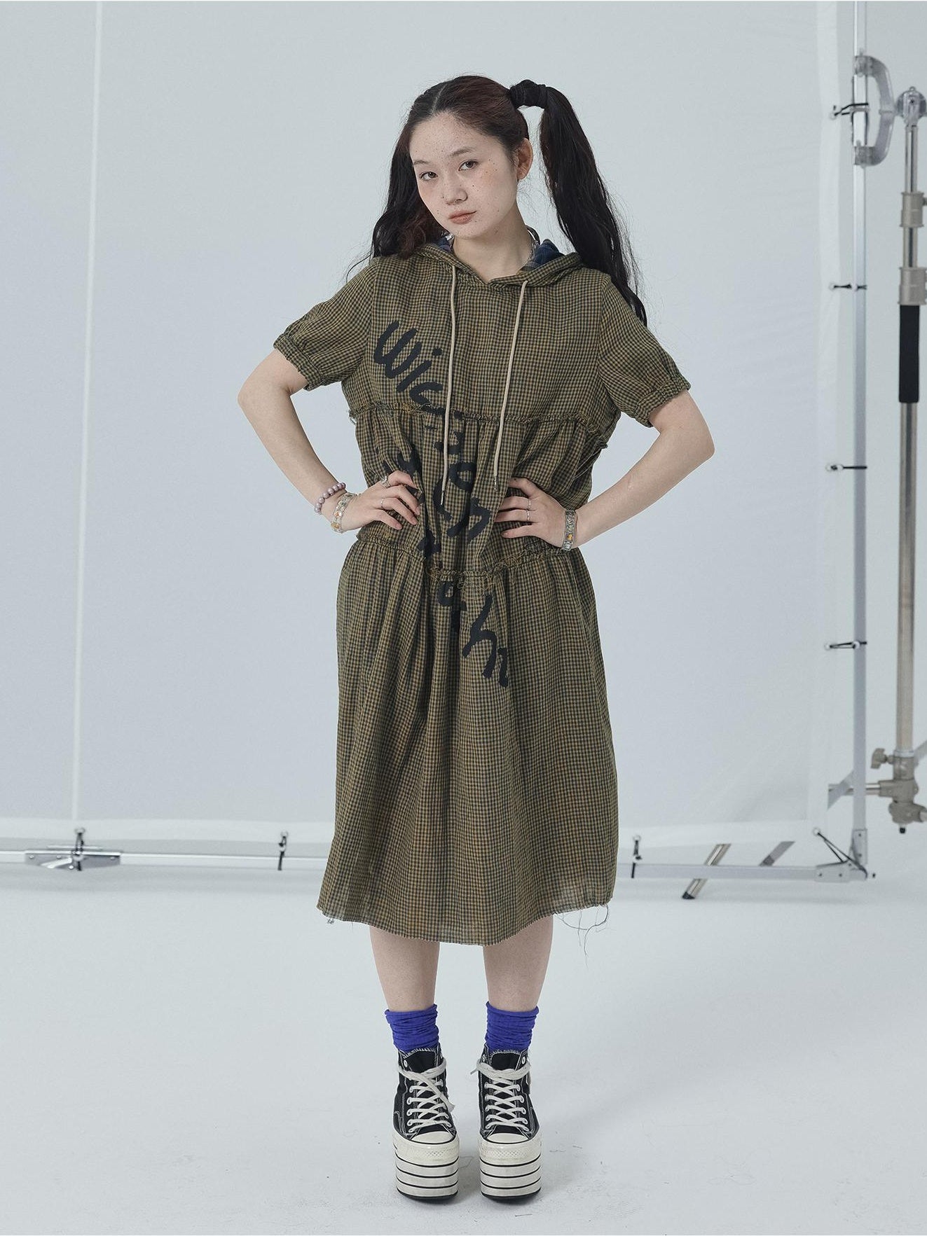 Achihara Ogawa IslandS Two Faced Dress  Autumn And Winter Retro Plaid Fringed Patchwork Skirt 19