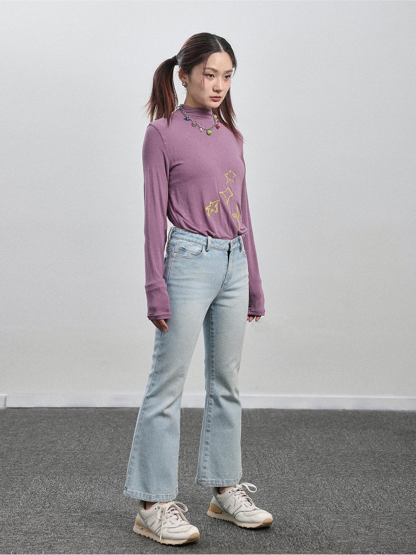 Achihara Pants Wide Leg Casual Flared Autumn And Winter 2024 New Light Blue Denim Seven Inch Micro For Women 28