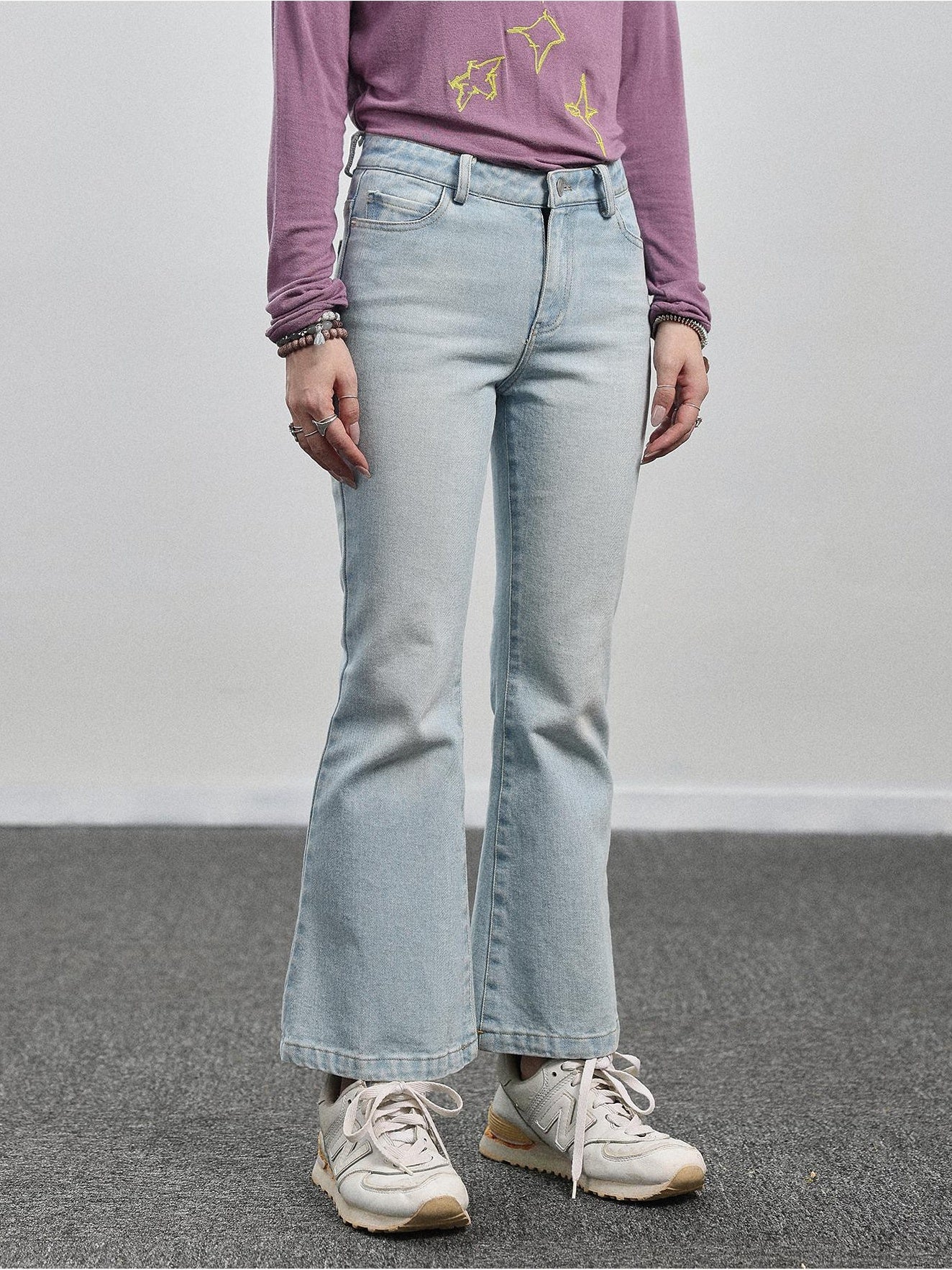 Achihara Pants Wide Leg Casual Flared Autumn And Winter 2024 New Light Blue Denim Seven Inch Micro For Women 31