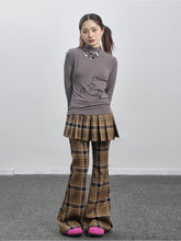 Achihara Pants WomenS Wide Leg Casual 2024 New Autumn And Winter Yellow Checkered Flared 18