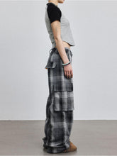 Achihara Pixel Casual Pants Long And Wide Leg Pants Loose Floor Dragging Winter Pixel Plaid 23