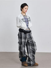 Achihara Pixel Casual Pants Long And Wide Leg Pants Loose Floor Dragging Winter Pixel Plaid 24