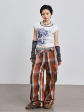 Achihara Pixel Casual Pants Long And Wide Leg Pants Loose Floor Dragging Winter Pixel Plaid 32