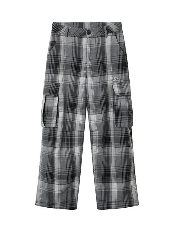 Achihara Pixel Casual Pants Long And Wide Leg Pants Loose Floor Dragging Winter Pixel Plaid 7