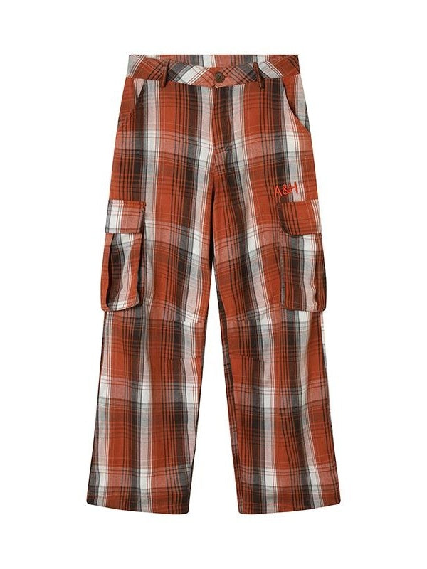 Achihara Pixel Casual Pants Long And Wide Leg Pants Loose Floor Dragging Winter Pixel Plaid 9