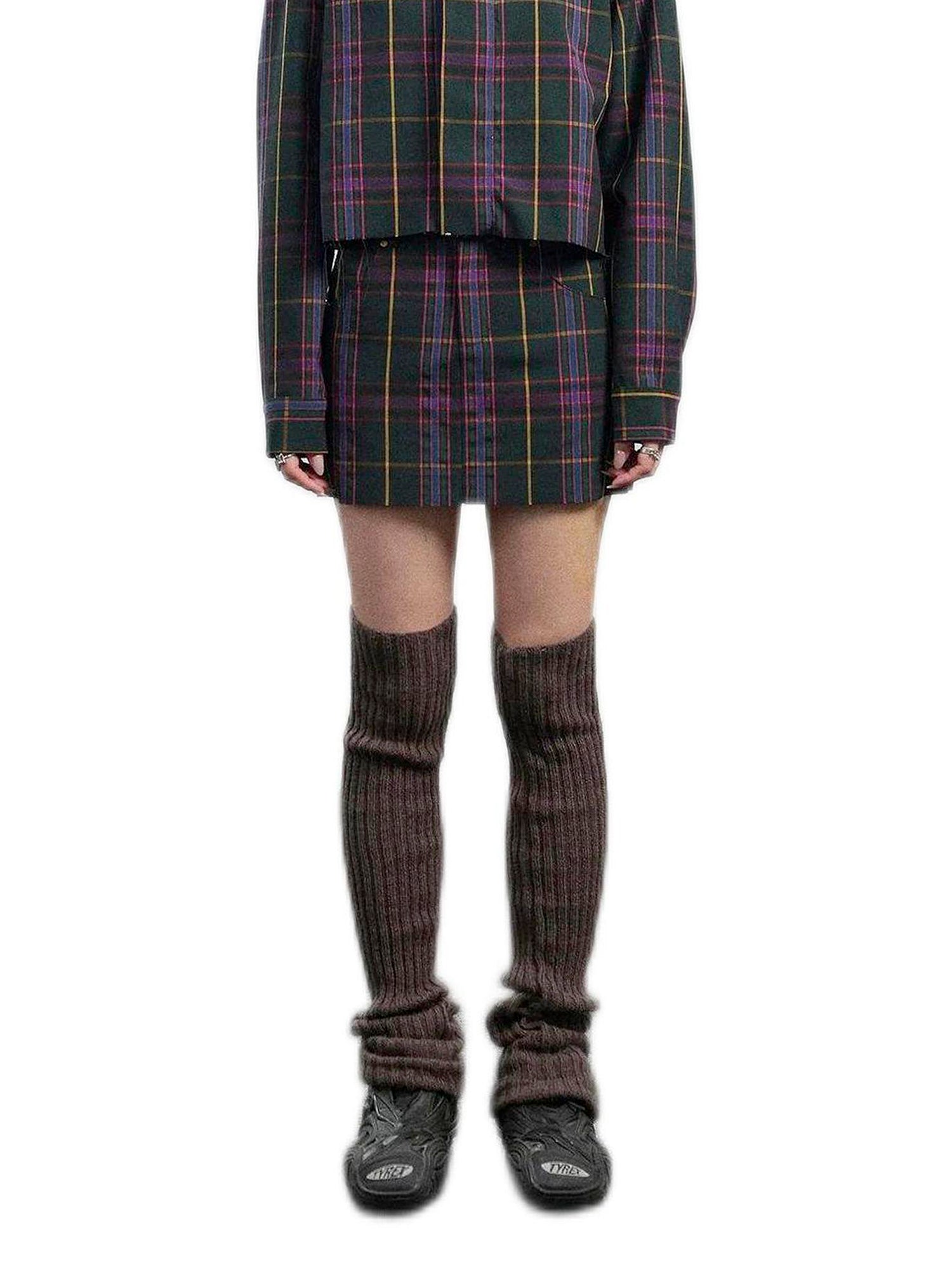 Achihara Shirt  WomenS Skirt  Two Short Skirts  Half Hip Hugging Plaid Unique Top  Super Beautiful Set 17