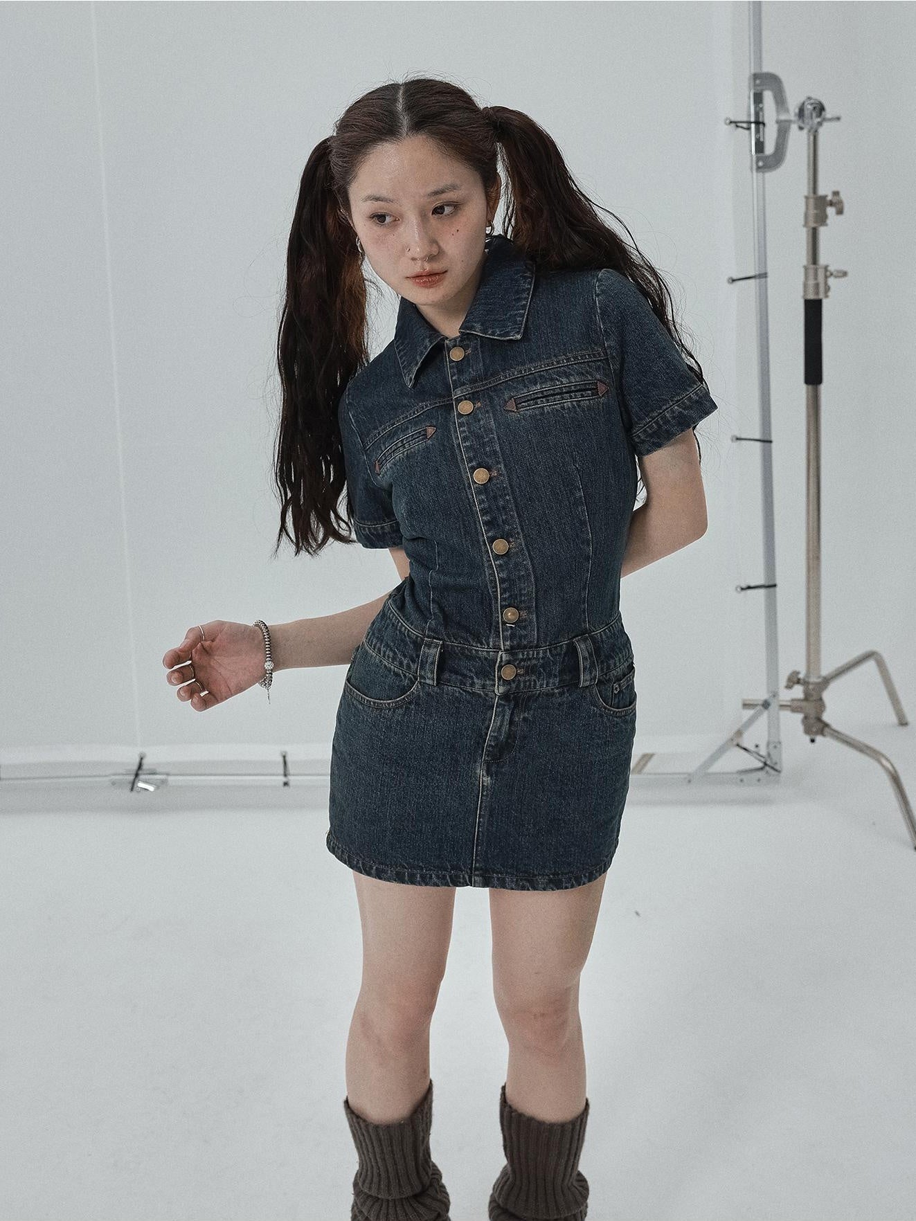 Achihara Skirt Short Early Autumn 2024 WomenS New Style French Spicy Girl High End Sleeved Denim Dress 18