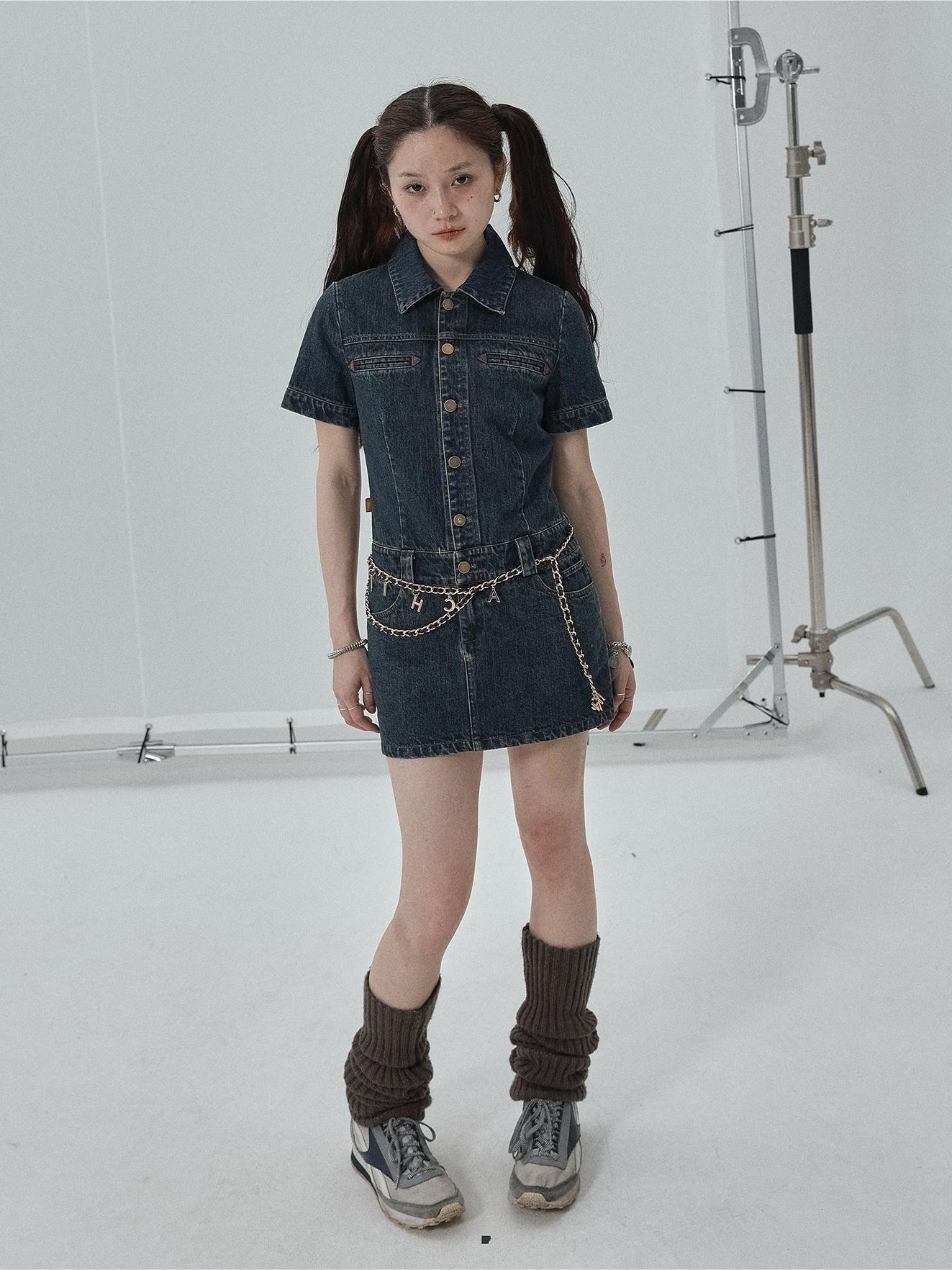 Achihara Skirt Short Early Autumn 2024 WomenS New Style French Spicy Girl High End Sleeved Denim Dress 19