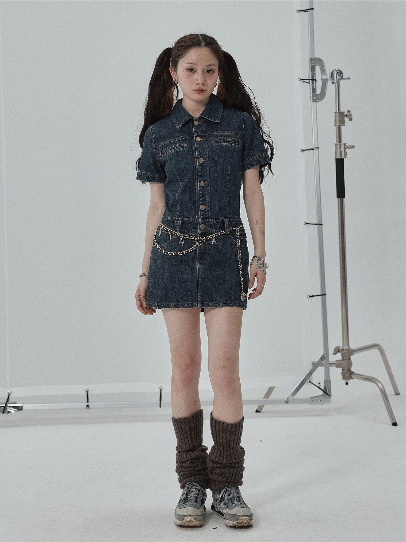 Achihara Skirt Short Early Autumn 2024 WomenS New Style French Spicy Girl High End Sleeved Denim Dress 29