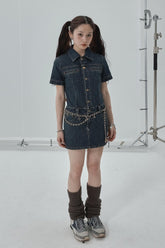 Achihara Skirt Short Early Autumn 2024 WomenS New Style French Spicy Girl High End Sleeved Denim Dress 6