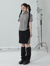 Achihara Top WomenS Skirt Paired With Short Sleeved Patchwork Black 2024 New Summer And Autumn Shirt Half Set 33