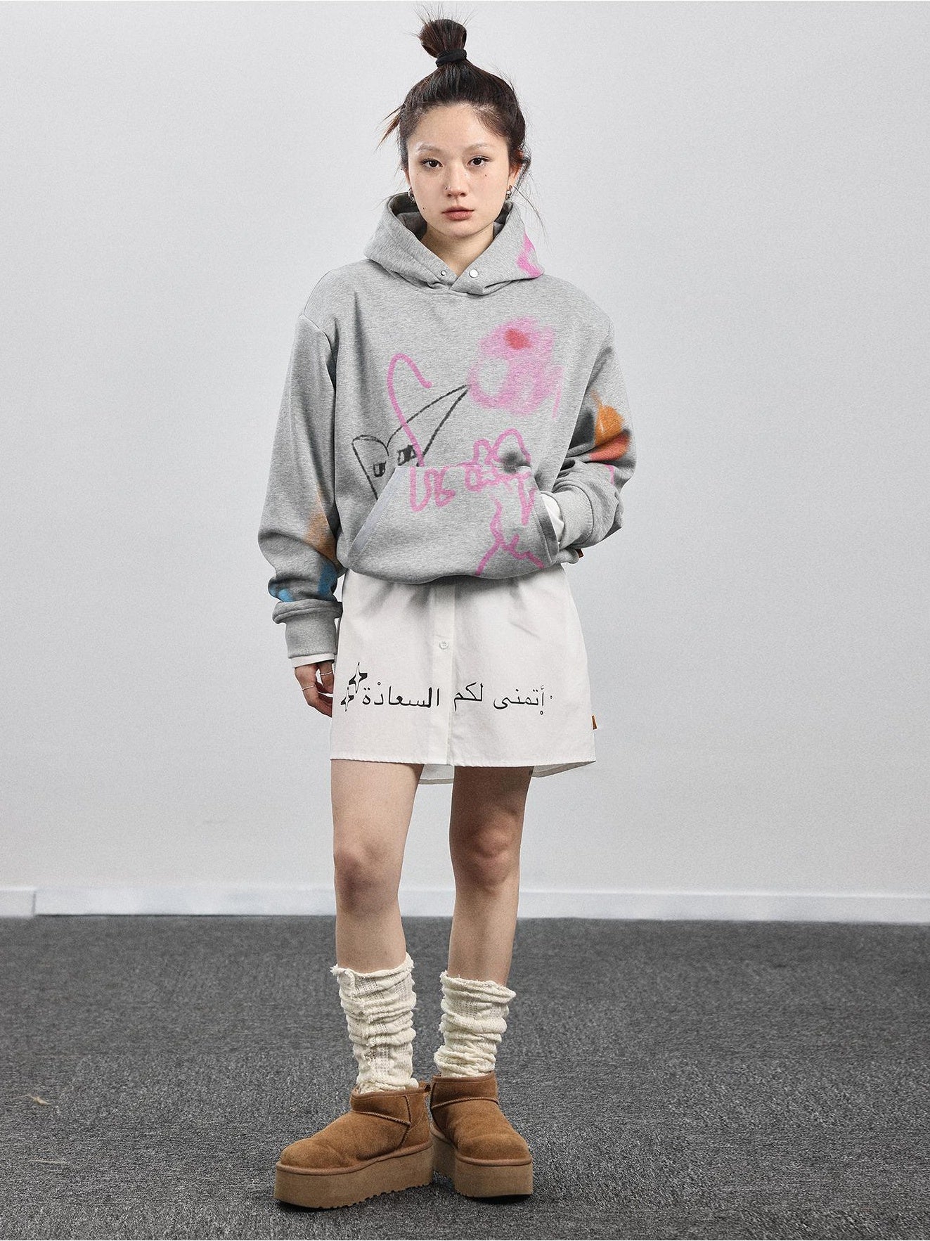 Achihara Top WomenS Winter Hooded 2024 New Item Can Be Worn As A Bottom Layer  Shoulder Pads  Colorful Graffiti Autumn Hoodie 20