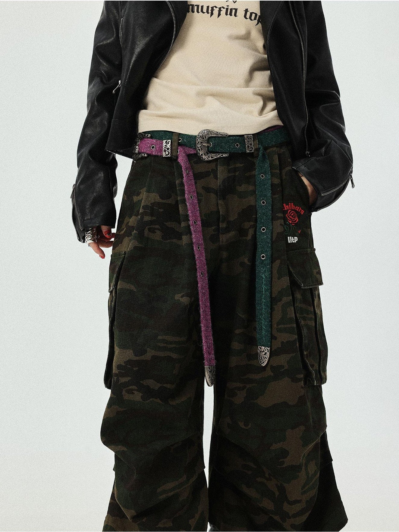 Achihara Weird Aesthetic Pants Camouflage Cropped Pants  Casual Wide Leg Autumn Winter Work Summer Autumn 19