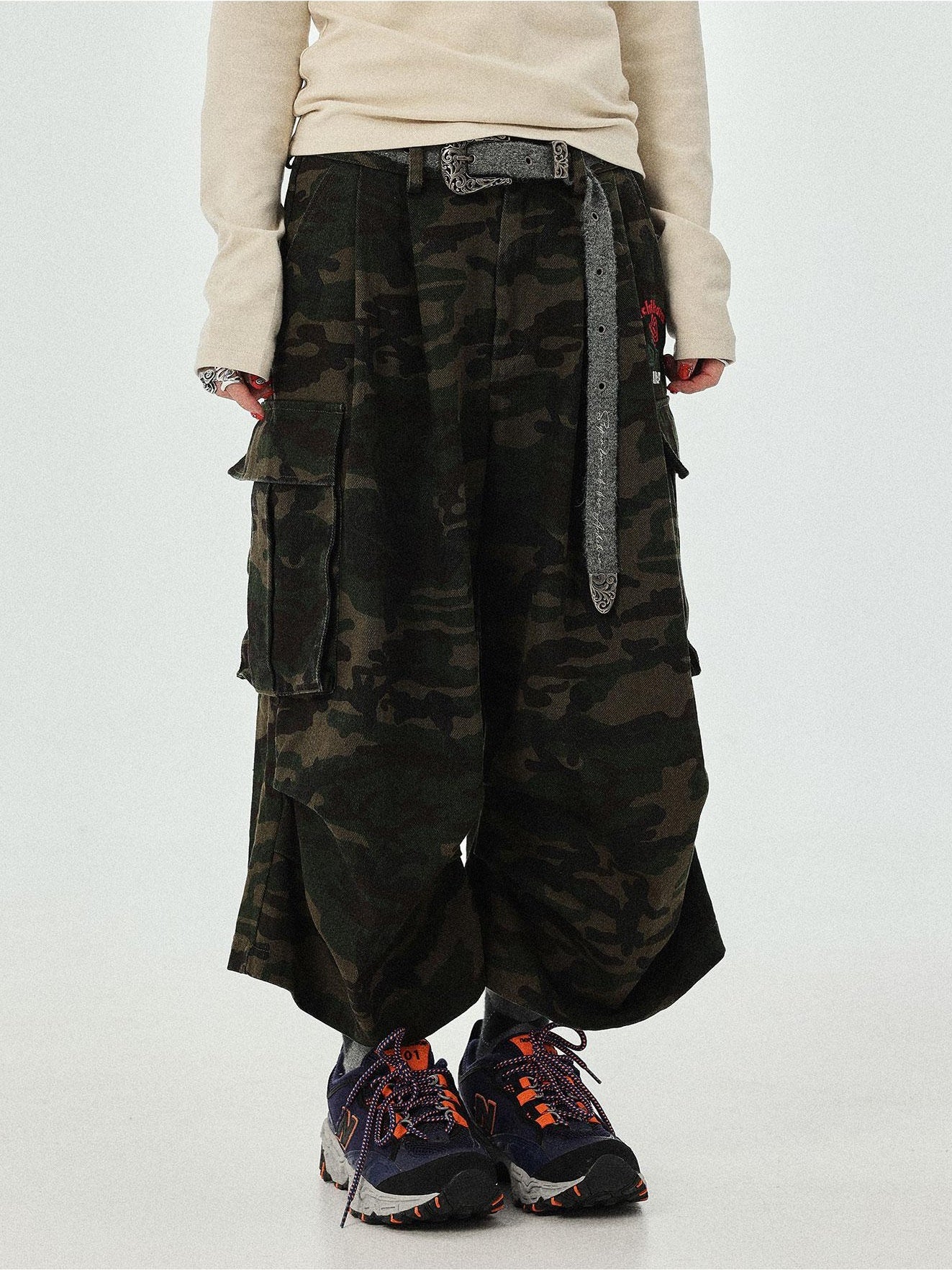 Achihara Weird Aesthetic Pants Camouflage Cropped Pants  Casual Wide Leg Autumn Winter Work Summer Autumn 30