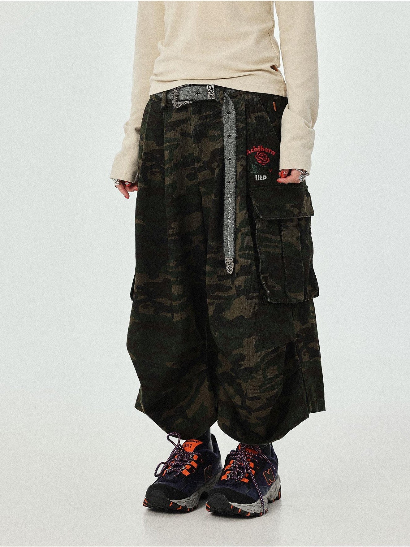 Achihara Weird Aesthetic Pants Camouflage Cropped Pants  Casual Wide Leg Autumn Winter Work Summer Autumn 31