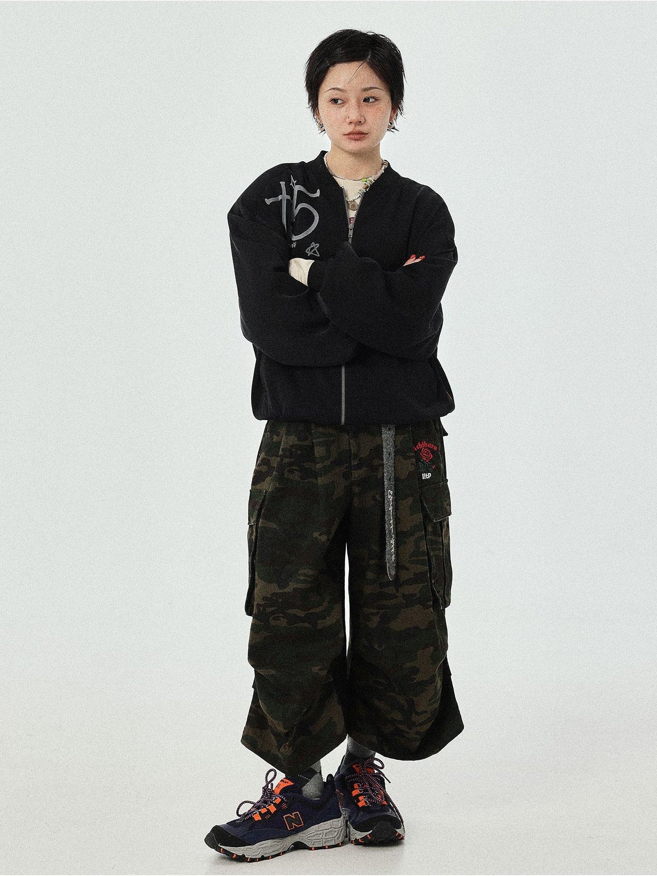 Achihara Weird Aesthetic Pants Camouflage Cropped Pants  Casual Wide Leg Autumn Winter Work Summer Autumn 34