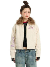 Achihara Winter Ambiguous Letter Jacket WomenS Winter 2024 New Short Hair Collar Top Coat 8