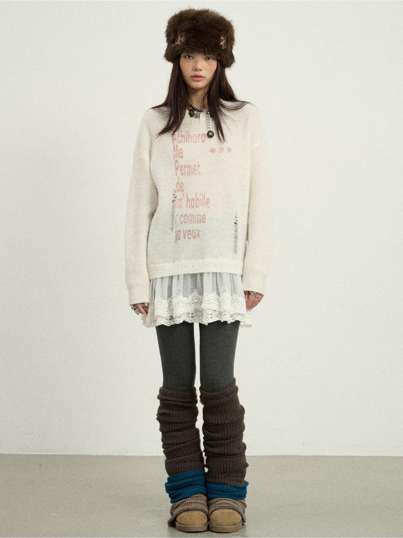 Achihara Winter Dear Good Sweater Winter 2024 New Item Can Be Worn Inside And Outside Knitted Sweater 28