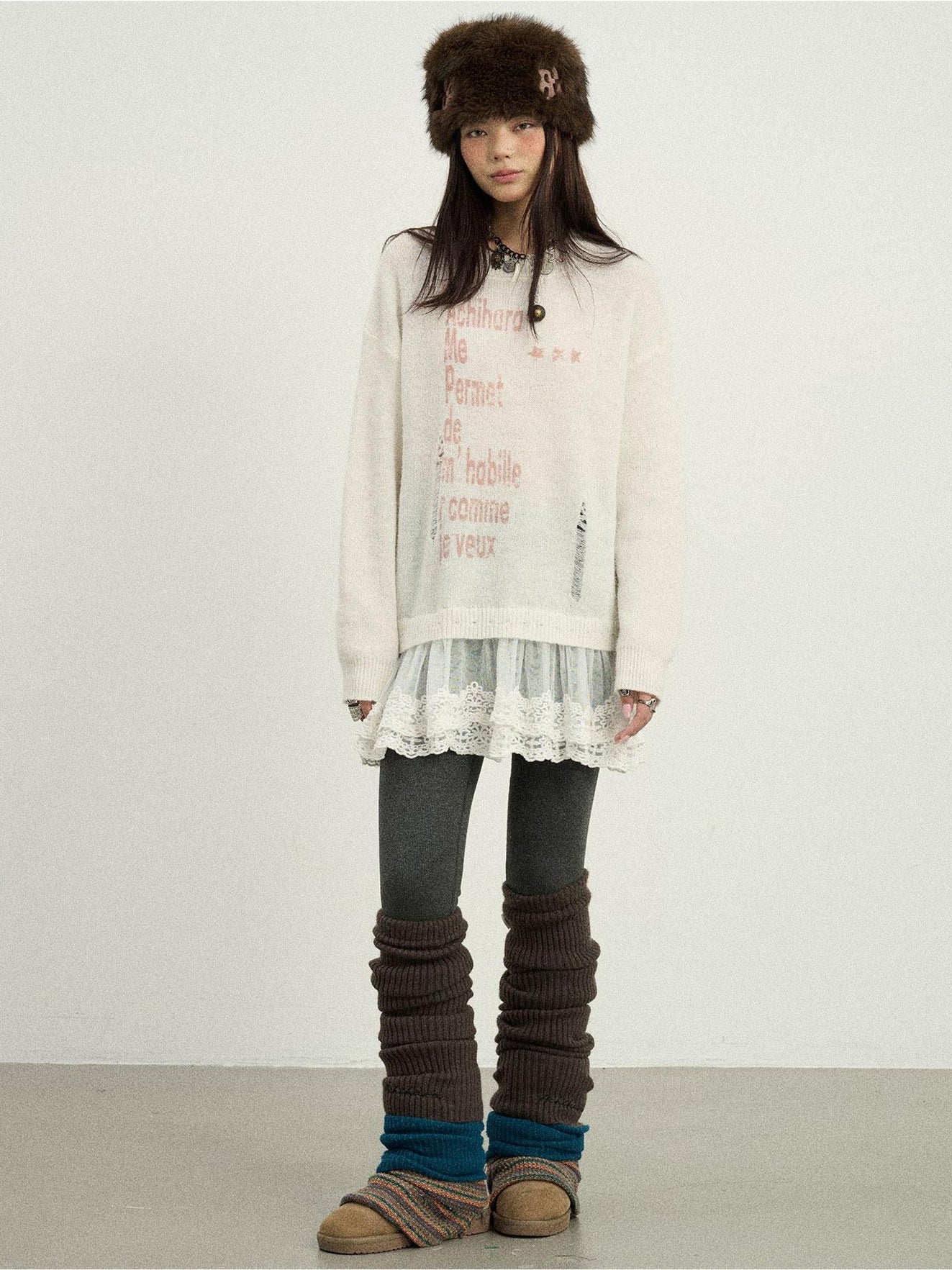 Achihara Winter Dear Good Sweater Winter 2024 New Item Can Be Worn Inside And Outside Knitted Sweater 30