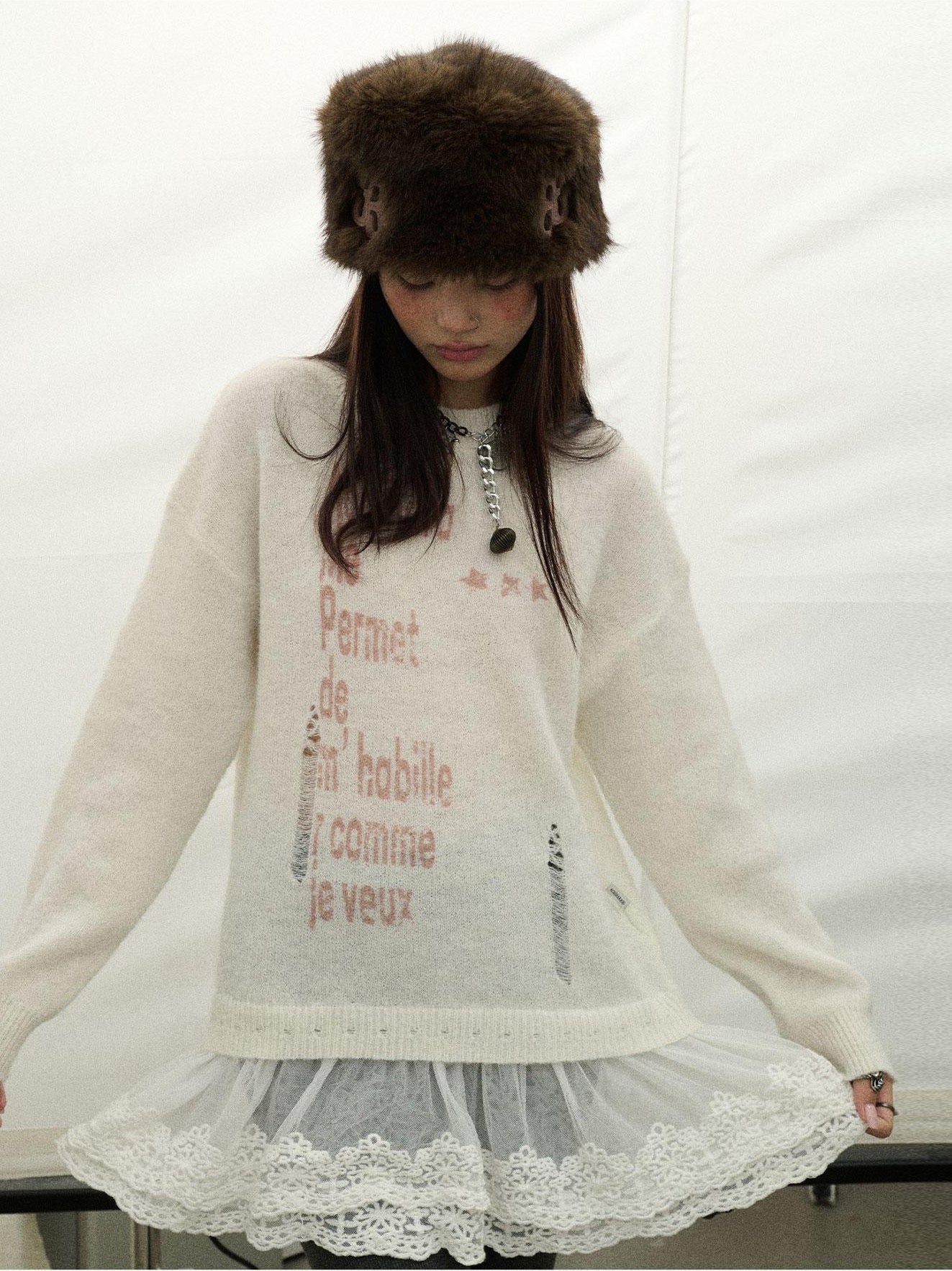 Achihara Winter Dear Good Sweater Winter 2024 New Item Can Be Worn Inside And Outside Knitted Sweater 34