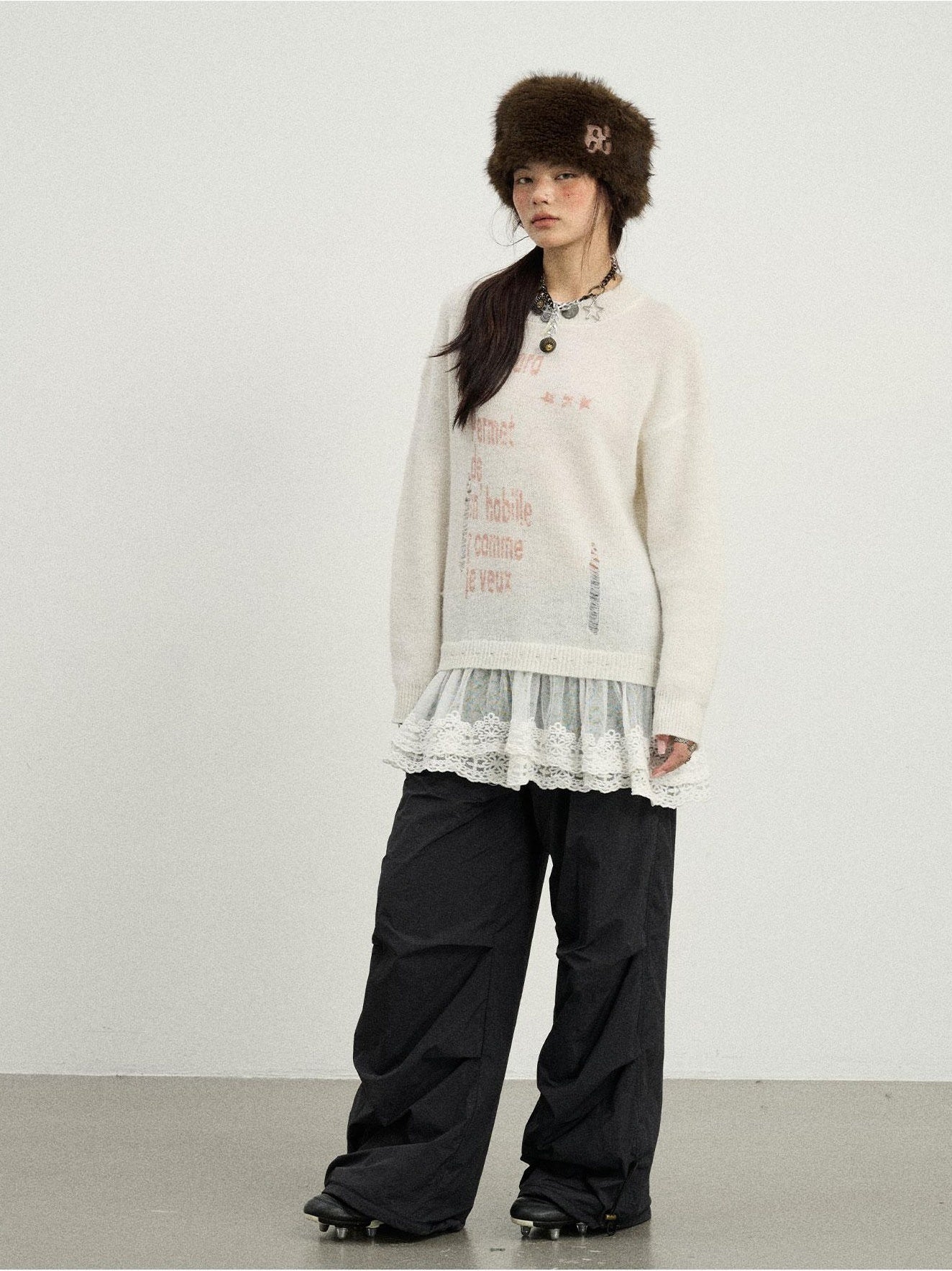 Achihara Winter Dear Good Sweater Winter 2024 New Item Can Be Worn Inside And Outside Knitted Sweater 36