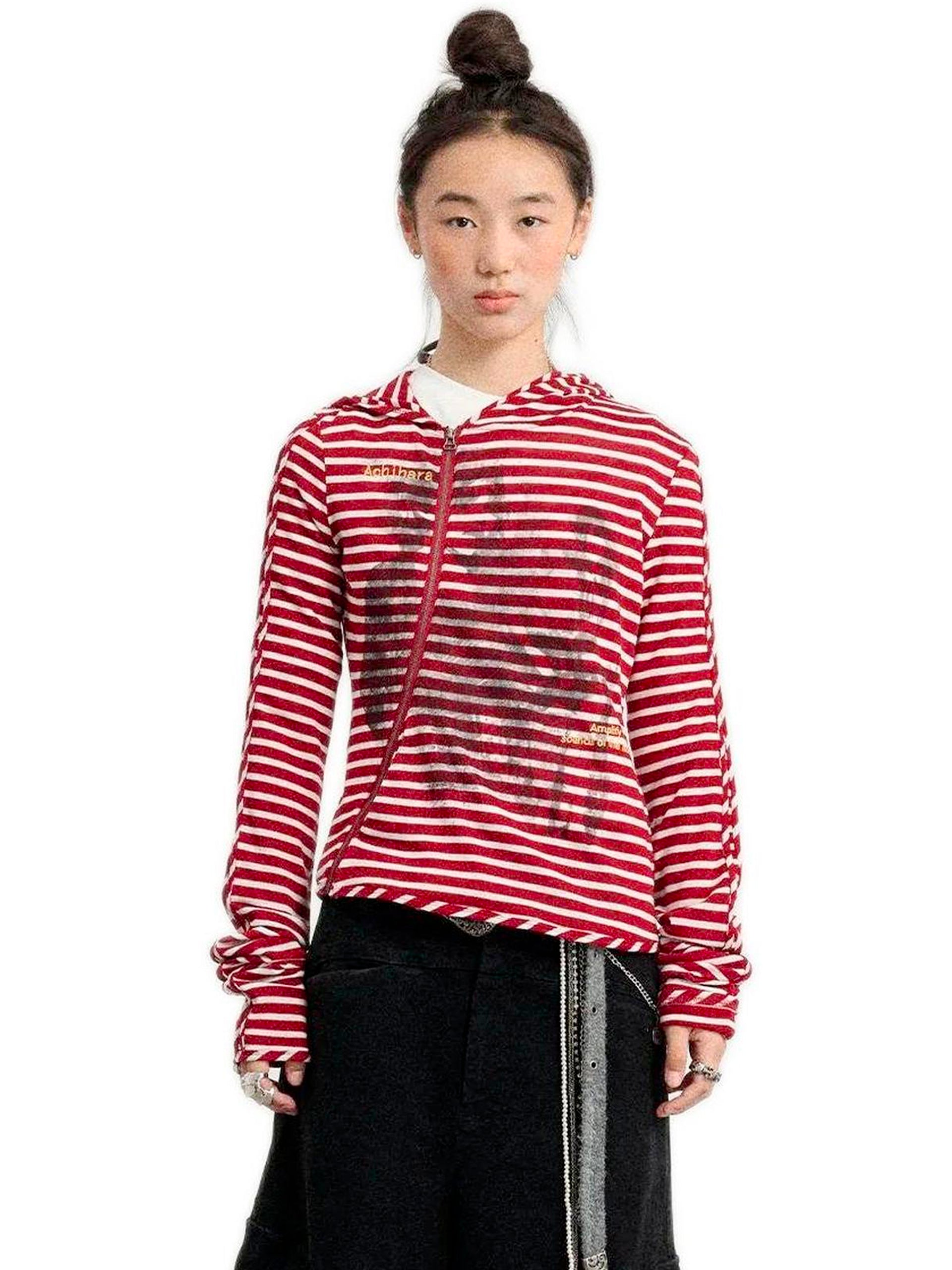 Achihara WomenS Top Hoodie Can Be Worn Both Inside And Outside  Suitable For Autumn Winter 2024 New Striped Bandage Jacket 19