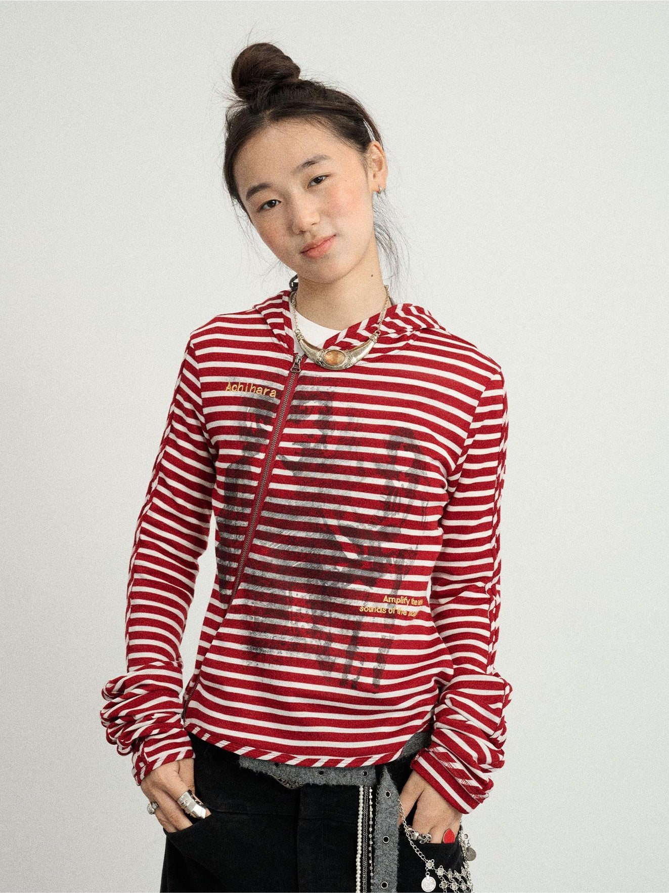 Achihara WomenS Top Hoodie Can Be Worn Both Inside And Outside  Suitable For Autumn Winter 2024 New Striped Bandage Jacket 24