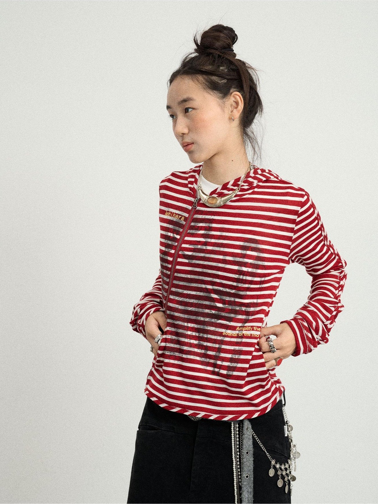 Achihara WomenS Top Hoodie Can Be Worn Both Inside And Outside  Suitable For Autumn Winter 2024 New Striped Bandage Jacket 25