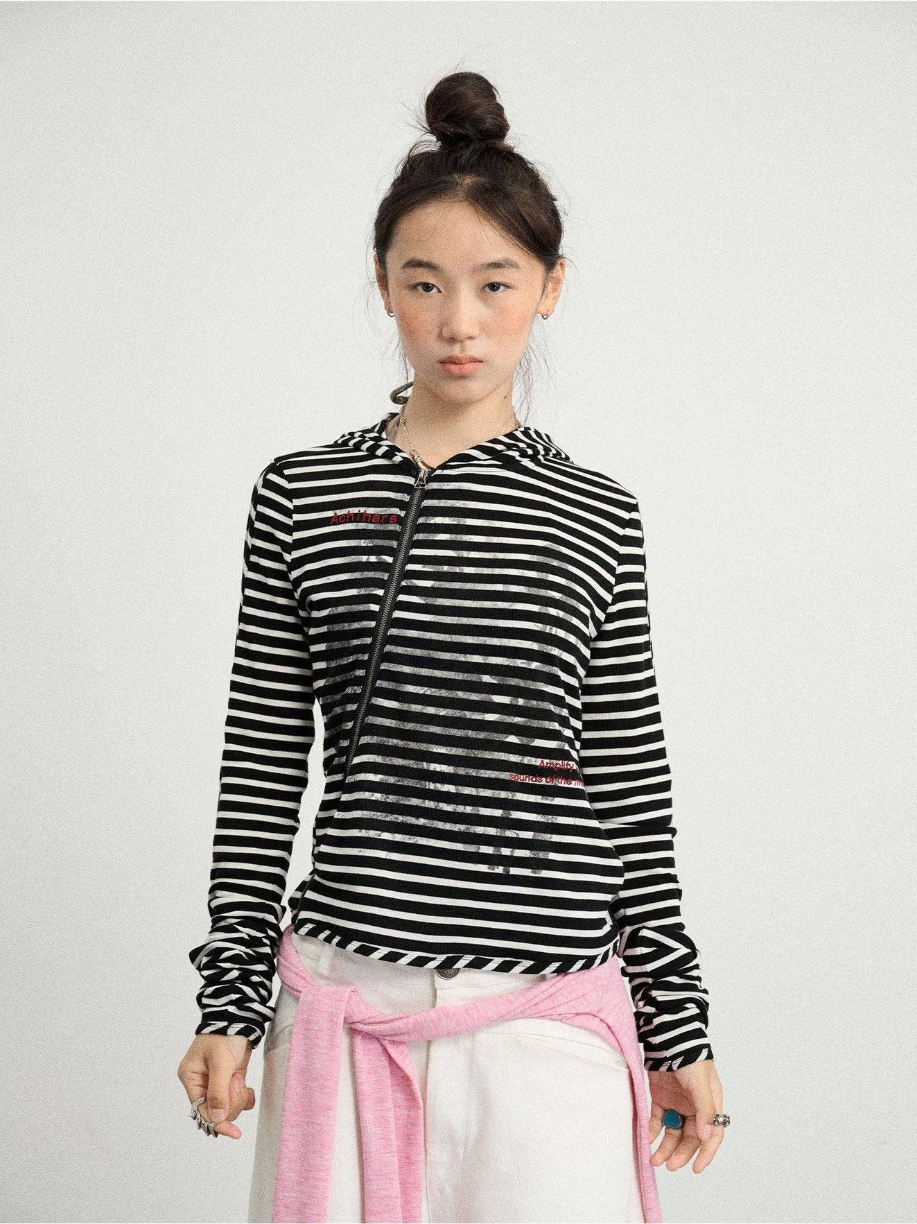 Achihara WomenS Top Hoodie Can Be Worn Both Inside And Outside  Suitable For Autumn Winter 2024 New Striped Bandage Jacket 30