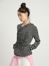 Achihara WomenS Top Hoodie Can Be Worn Both Inside And Outside  Suitable For Autumn Winter 2024 New Striped Bandage Jacket 31