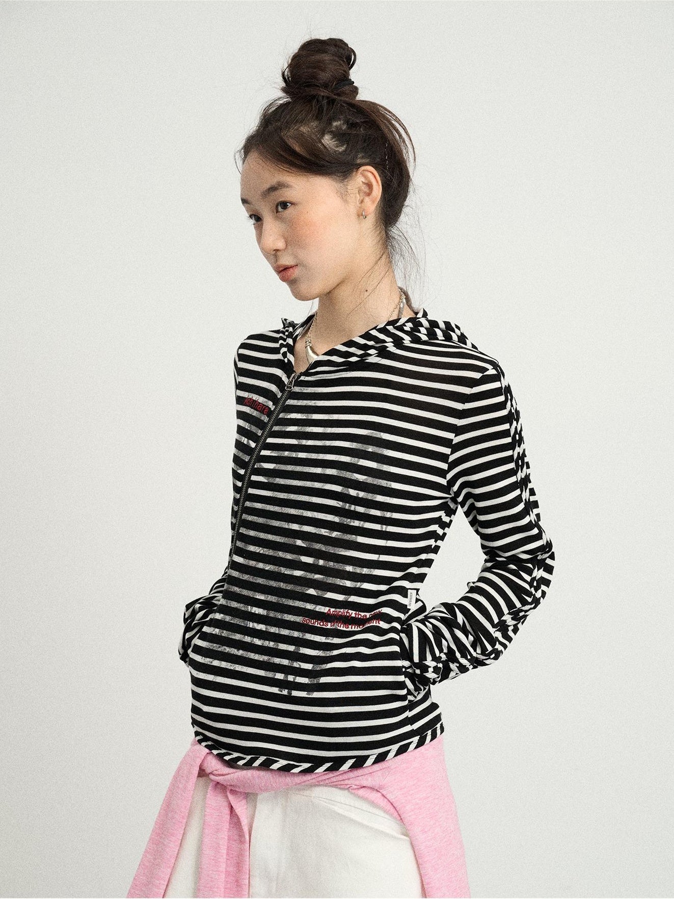 Achihara WomenS Top Hoodie Can Be Worn Both Inside And Outside  Suitable For Autumn Winter 2024 New Striped Bandage Jacket 31