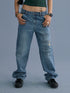 Achihara 100% Cotton Microstretch Tapered Natural Waist Printed Blue Girls Straight Jeans-1