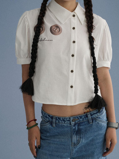 Achihara 100% Cotton Slim Fit Printed Polo Collar Office Chic Ladies T Shirt Crop Tops