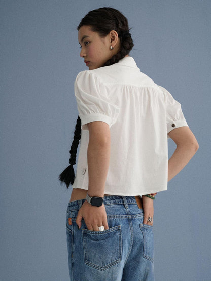 Achihara 100% Cotton Slim Fit Printed Polo Collar Office Chic Ladies T Shirt Crop Tops