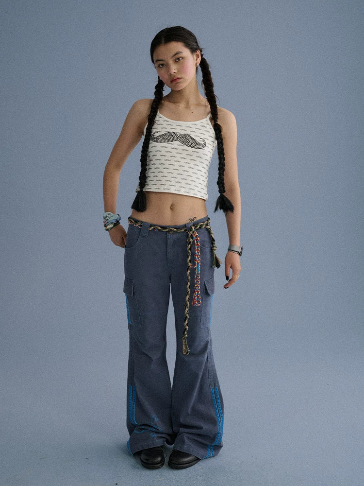 Achihara 100 Percent Cotton Casual Pocketed Natural Waist Girls Wide-Leg Pants-4