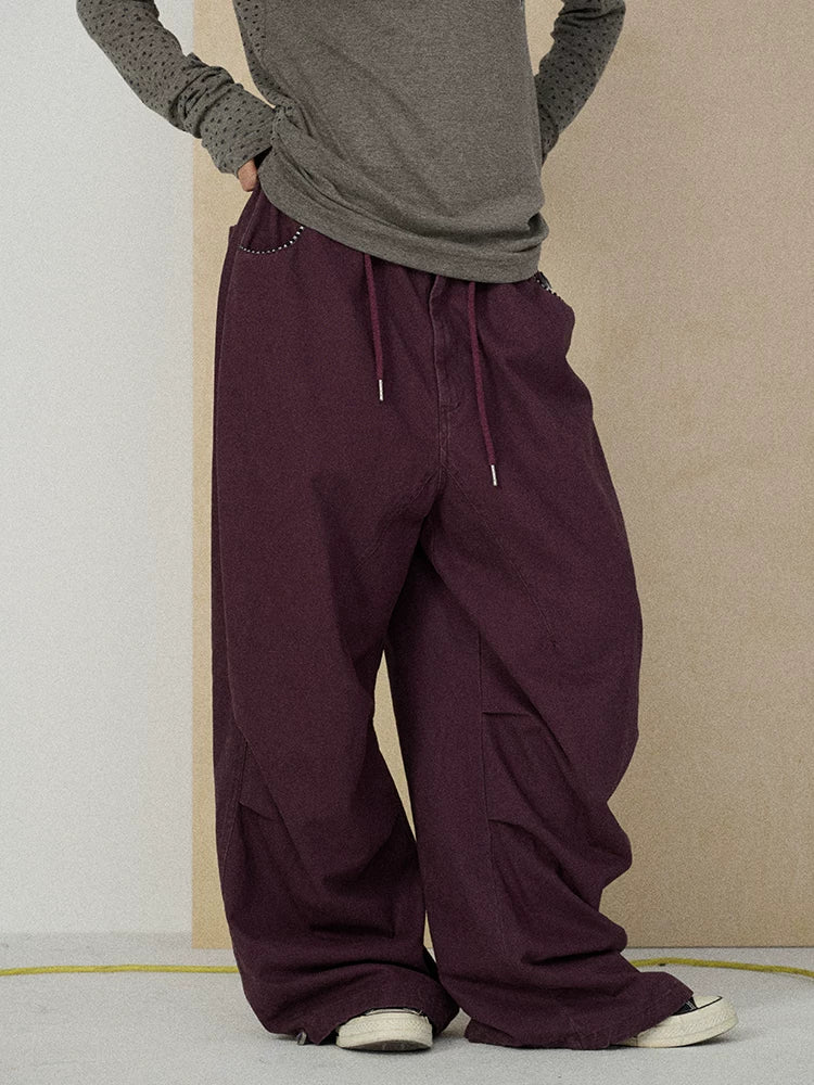 Achihara 100 Percent Cotton Pleated Mid Rise Letter Print Office Commuter Women Pants-1