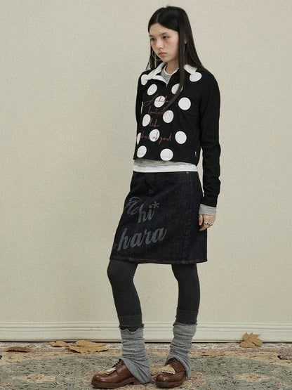 Achihara 100 Percent Cotton Polka Dot Long Sleeve Polo Collar Women Straight Fit T-Shirt