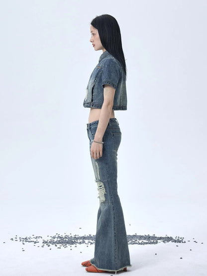 1988 Vintage Distressed Denim Jacket With Rivets