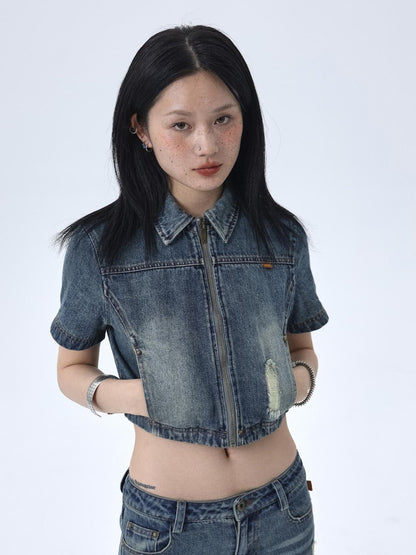 Achihara 1988 Vintage Distressed Denim Jacket With Rivets