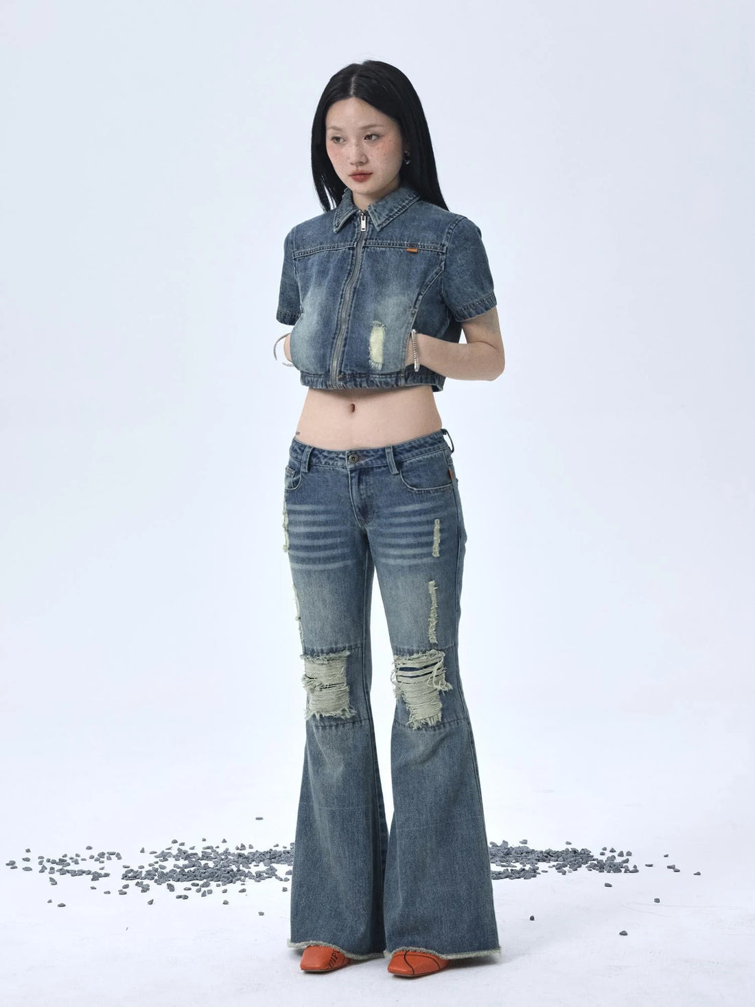1988 Vintage Distressed Denim Jacket With Rivets