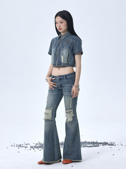 Achihara 1988 Vintage Distressed Denim Jacket With Rivets