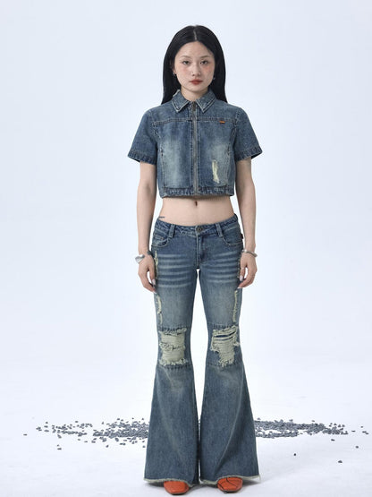 Achihara 1988 Vintage Distressed Denim Jacket With Rivets