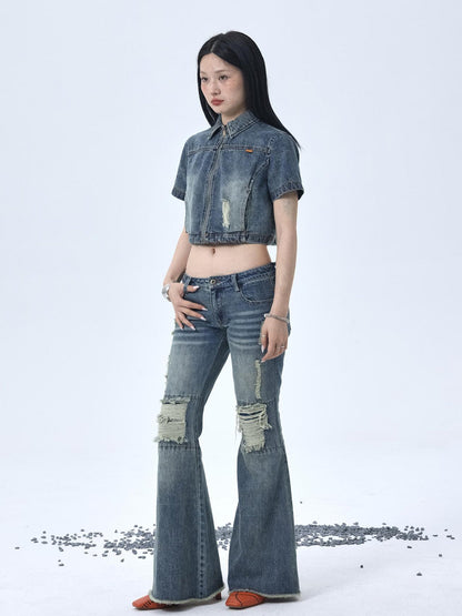 Achihara 1988 Vintage Distressed Denim Jacket With Rivets