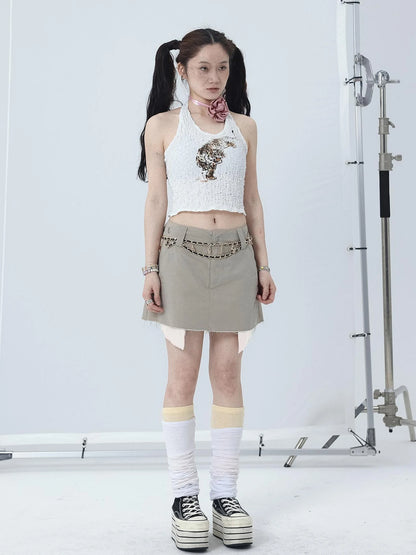 90s Denim A-Line Skirt For Women