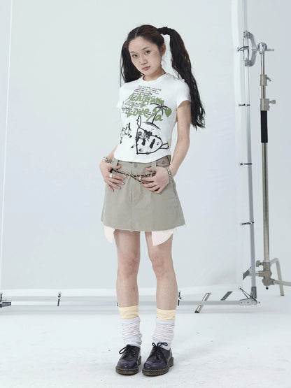 90s Denim A-Line Skirt For Women
