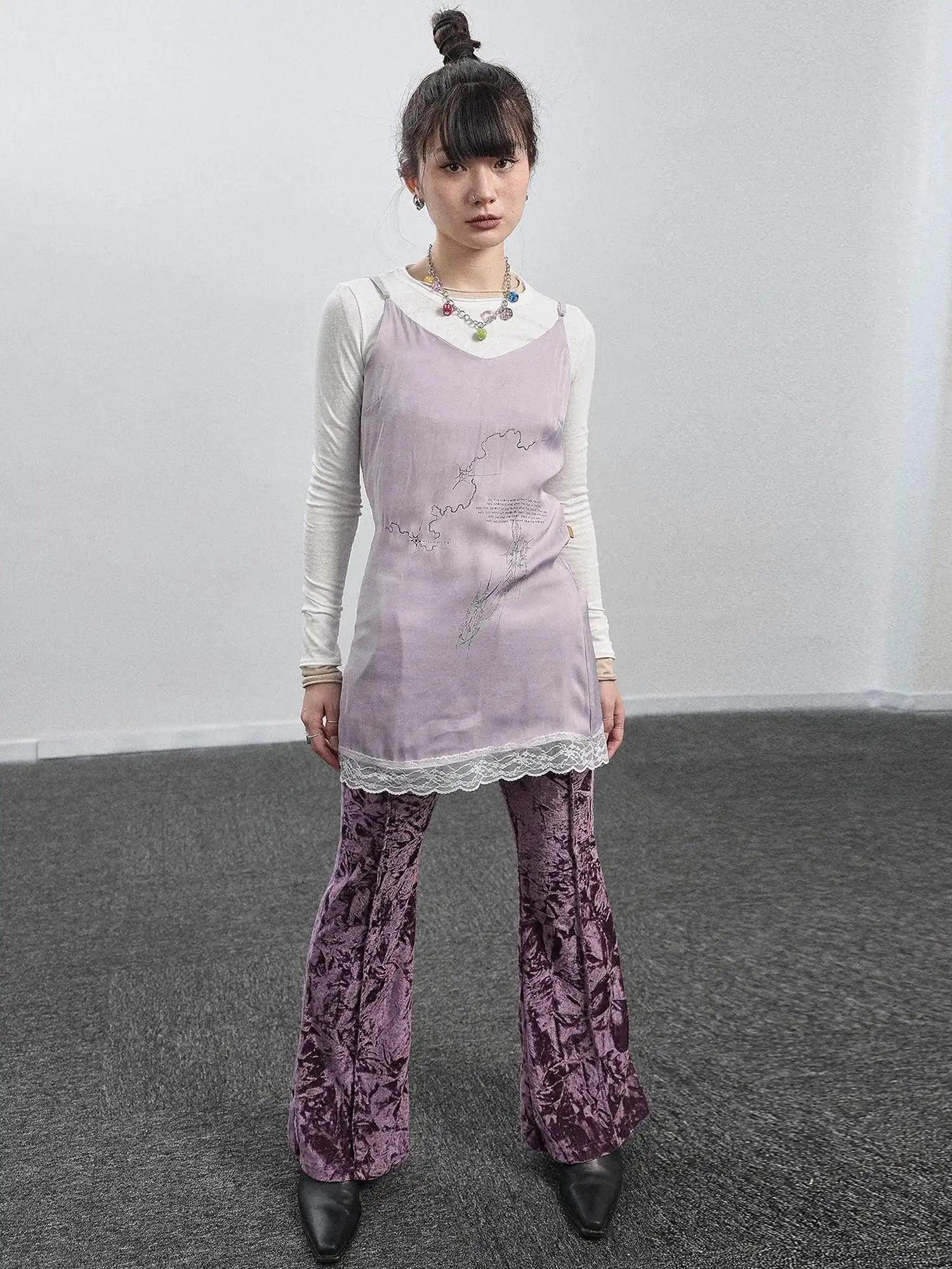 Absurd Lust Slip Dress V-neck T-shirt Long-Sleeve