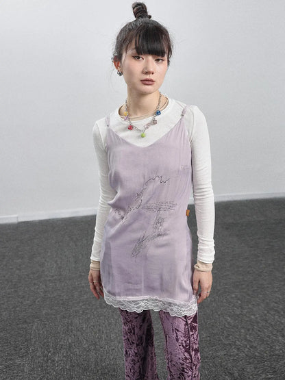 Absurd Lust Slip Dress V-neck T-shirt Long-Sleeve