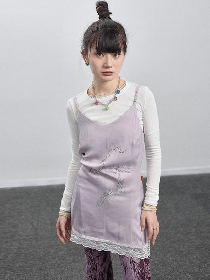 Achihara Absurd Lust Slip Dress V-neck T-shirt Long-Sleeve