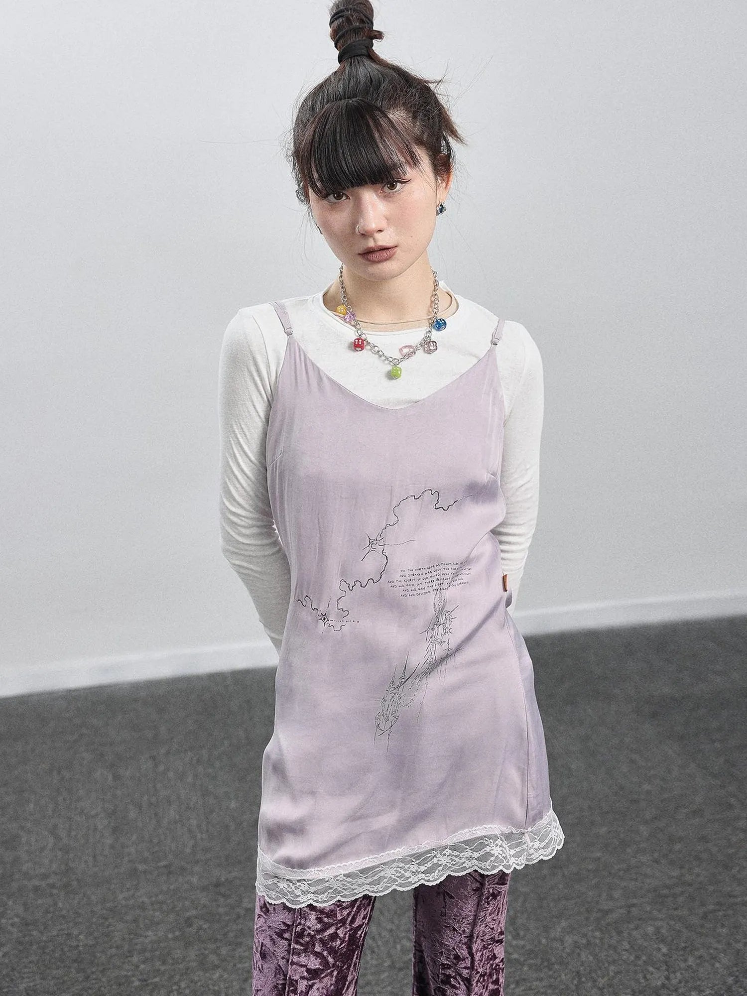 Absurd Lust Slip Dress V-neck T-shirt Long-Sleeve