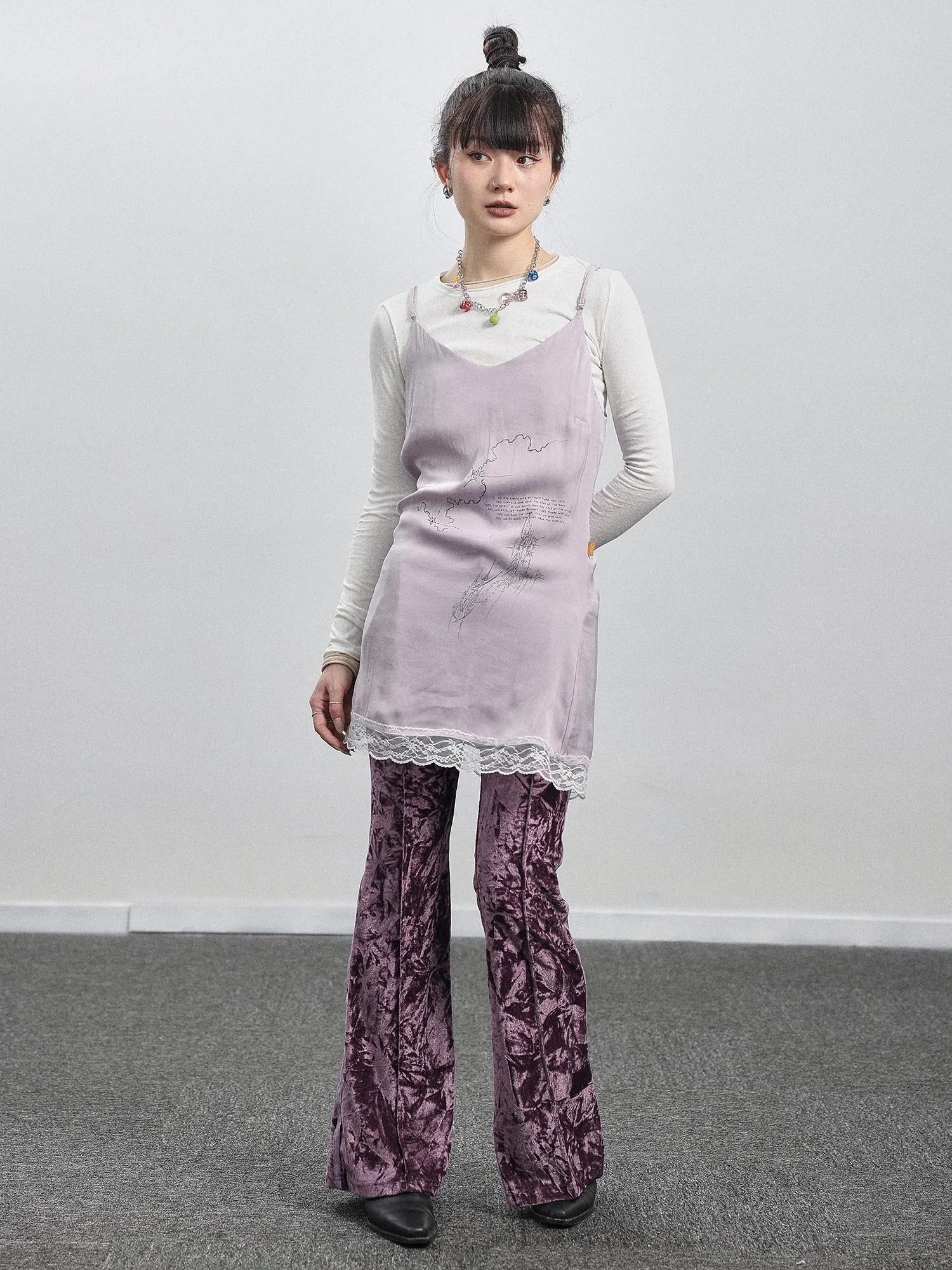 Absurd Lust Slip Dress V-neck T-shirt Long-Sleeve